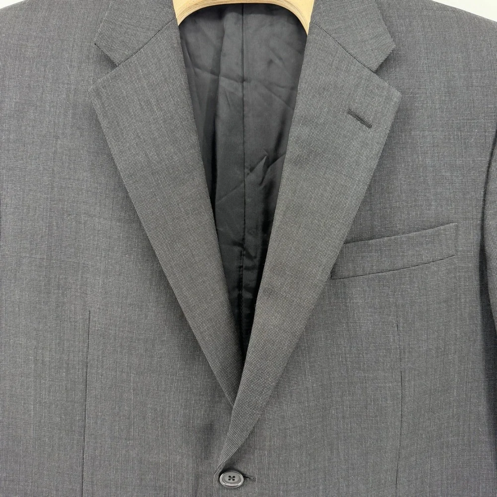 Hickey Freeman Blazer Mens 44S Charcoal Grey Worsted Wool 2 Button Sport Coat